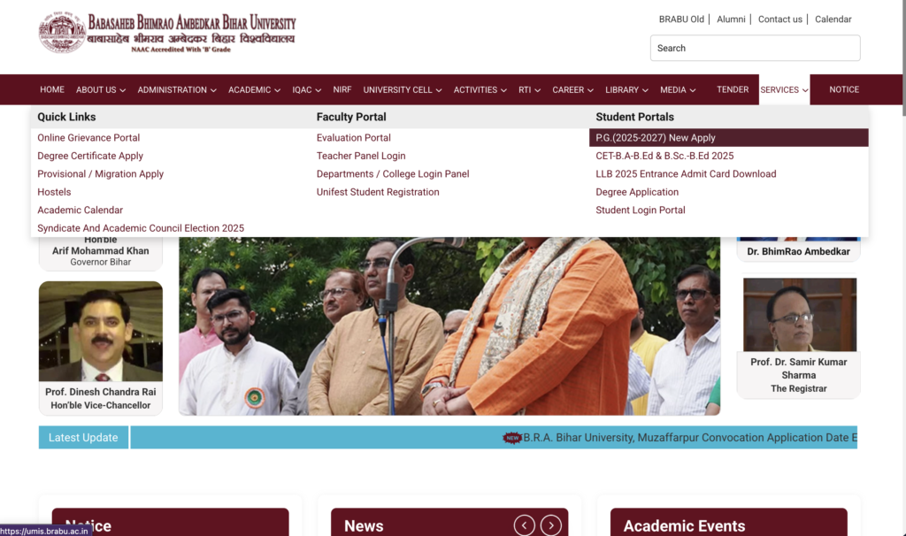 BRABU PG Admission 2025-27