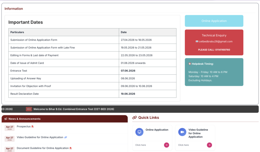 Bihar B.Ed. Admission 2026